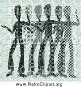 Clipart of Retro Green Abstract Men Dancing by Kaycee
