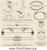 Clipart of Retro Swirl and Floral Rules Borders and Frames by Vectorace