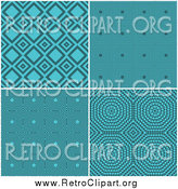 Clipart of Retro Turquoise Pattern Backgrounds by KJ Pargeter