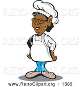Retro Clipart of a Black Female Chef with Her Hands on Her Hips by Patrimonio