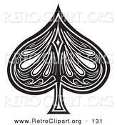 Retro Clipart of a Black Spade on a White Playing Card by Andy Nortnik