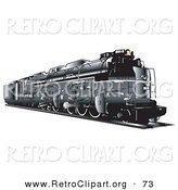 Retro Clipart of a Black Train Travelling on Rails to the Side by Andy Nortnik