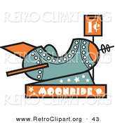 Retro Clipart of a Childrens Rocket Ride to the Moon Arcade Machine, with a Coin Slot for One Cent by Andy Nortnik