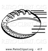 Retro Clipart of a Coloring Page of an American Football Rushing Through the Air During a Game by Andy Nortnik