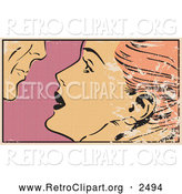 Retro Clipart of a Distressed Pop Art Couple About to Kiss by Brushingup
