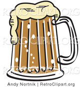 Retro Clipart of a Foaming Pint of Beer by Andy Nortnik