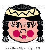 Retro Clipart of a Friendly Native American Indian Girl, on White by Andy Nortnik