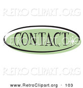 Retro Clipart of a Green Oblong Contact Website Button That Could Link to a Customer Service Information Page on a Site by Andy Nortnik