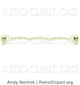 Retro Clipart of a Halloweeny Border of Human Skulls and Bones Clipart Illustration by Andy Nortnik