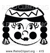 Retro Clipart of a Happy Smiling Native American Indian Girl by Andy Nortnik