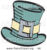 Retro Clipart of a Leprechaun's Green Tophat with a Buckle over White by Andy Nortnik