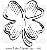 Retro Clipart of a Lucky Clover with Four Leaves on White by Andy Nortnik