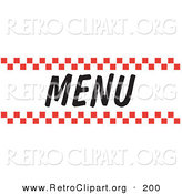 Retro Clipart of a Menu Sign with Red Checker Borders and Black Text by Andy Nortnik