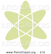 Retro Clipart of a Pale Green Atom over a Solid White Background by Andy Nortnik