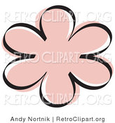 Retro Clipart of a Pink Flower Shape Outline by Andy Nortnik