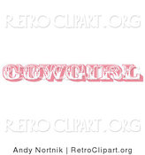 Retro Clipart of a Pink Western Text Cowgirl Bathroom Sign by Andy Nortnik