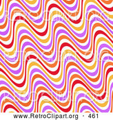 Retro Clipart of a Pretty Background of Wavy Orange, Purple, Red, Yellow and White Lines by KJ Pargeter