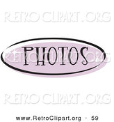 Retro Clipart of a Purple Oval Photos Website Button That Could Link to a Picture Page on a Site by Andy Nortnik