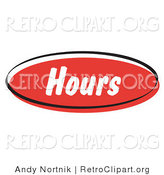 Retro Clipart of a Red Hours Internet Website Icon Button by Andy Nortnik