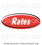 Retro Clipart of a Red Rates Internet Blog Button by Andy Nortnik