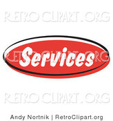 Retro Clipart of a Red Services Internet Website Button Icon by Andy Nortnik