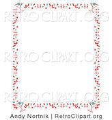 Retro Clipart of a Red Stationery Background of with a Border of Confetti and Martinis by Andy Nortnik