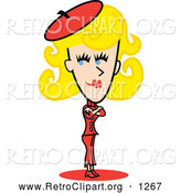 Retro Clipart of a Retro Blond Lady Standing with Her Arms Crossed by Andy Nortnik