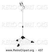 Retro Clipart of a Retro Microphone on a Stand in a Recording Studio, on a Solid White Background by KJ Pargeter