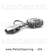 Retro Clipart of a Retro Microphone with a Switch, Tipped over on a White Background by KJ Pargeter