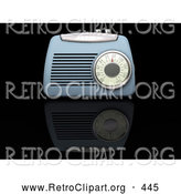 Retro Clipart of a Retro Vintage Blue Radio Box on a Reflective Black Surface by KJ Pargeter