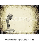 Retro Clipart of a Retro Vintage Microphone over a Grunge Background Bordered by Music Notes by KJ Pargeter