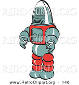 Retro Clipart of a Robot Toy Looking to the Left by Andy Nortnik