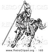 Retro Clipart of a Roper Cowboy on a Horse, Using a Lasso to Catch a Cow or Horse While Riding a Rodeo by Andy Nortnik