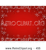 Retro Clipart of a Sparkly Gradient Red Background with Red and White Retro Snowflakes by KJ Pargeter