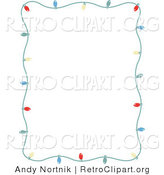 Retro Clipart of a Stationery Frame of Colorful Holiday Lights Bordering a White Background by Andy Nortnik