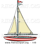 Retro Clipart of a Toy Sailboat with Flags on White by Andy Nortnik