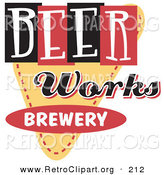 Retro Clipart of a Vintage Beer Works Brewery Advertisement Sign by Andy Nortnik