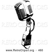 Retro Clipart of a Vintage Black and White Microphone Speaker, on White by KJ Pargeter