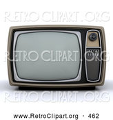 Retro Clipart of a Vintage Box TV with a Control Panel on the Side on White by KJ Pargeter