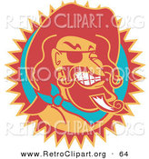 Retro Clipart of a Wild Bill Hickock Smiling and Wearing a Cowboy Hat on White by Andy Nortnik