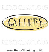 Retro Clipart of a Yellow Oval Gallery Website Button That Could Link to a Visuals Page on a Site by Andy Nortnik