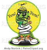 Retro Clipart of a Young Frankenstein Monster, Igor, Standing in a Straitjacket by Andy Nortnik