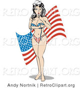 Retro Clipart of an American Pinup in a Bikini by Andy Nortnik