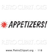 Retro Clipart of an Appetizers Sign with a Star Burst Design by Andy Nortnik