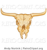 Retro Clipart of an Old Cow Skull on a White Background by Andy Nortnik