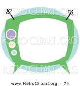 Retro Clipart of an Old Fashioned Green Box Television on White by Andy Nortnik