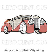 Retro Clipart of an Old Fashioned Red and Grey Luxury Sedan Car by Andy Nortnik