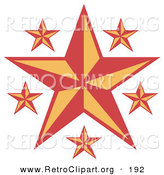 Retro Clipart of Pretty Red and Orange Stars over a Solid White Background by Andy Nortnik