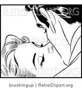 Vector Retro Clipart of a Black and White Pop Art Couple Kissing by Brushingup