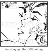Vector Retro Clipart of a Black and White Pop Art Man and Woman Kissing by Brushingup